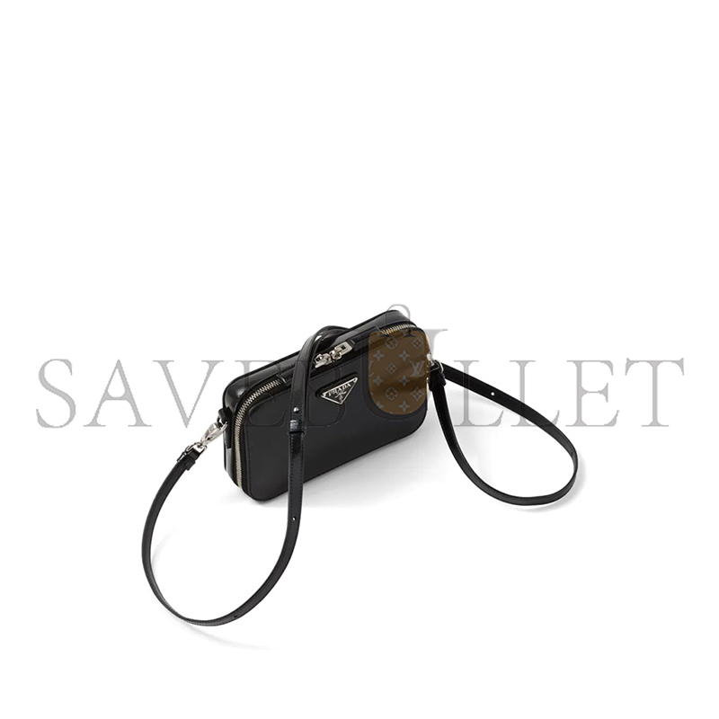 PRADA ZIPPERED LEATHER MESSENGER BAG 2VH070 (19*12.5*5.5cm)